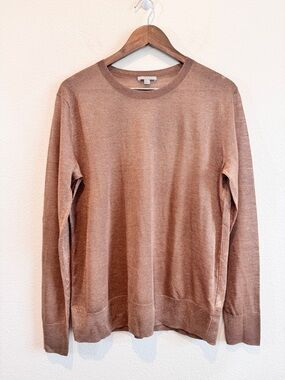 COS Sheer Wool Sweater Minimalist Scandi Capsule Lightweight Brown Large C12